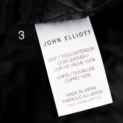 John Elliott X Blackmeans Black & Blue Painted Leather Riders Jacket L