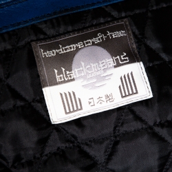 John Elliott X Blackmeans Black & Blue Painted Leather Riders Jacket L