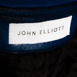 John Elliott X Blackmeans Black & Blue Painted Leather Riders Jacket L
