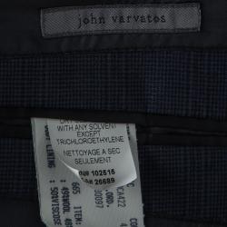 John Varvatos Navy Blue Glen Plaid Wool Linen Regular Fit Austin Blazer L