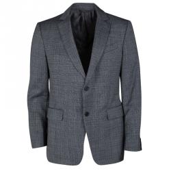 John Varvatos Navy Blue and White Wool Regular Fit Blazer L