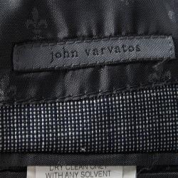 John Varvatos Navy Blue and White Wool Regular Fit Blazer L