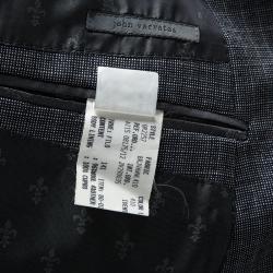 John Varvatos Navy Blue and White Wool Regular Fit Blazer L