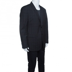 John Varvatos Super 130s Grey Checked Wool Tailored Blazer 3XL