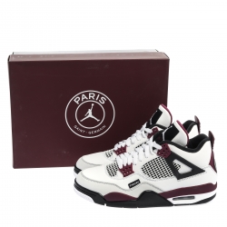 Air Jordan 4 Retro Tri Color Leather Paris Saint Germain Sneakers Size 42
