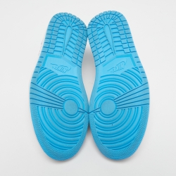 Pre Owned Jordan Blue Leather Jordan-1-Retro-Low Top Sneakers Size 40