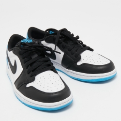 Pre Owned Jordan Blue Leather Jordan-1-Retro-Low Top Sneakers Size 40