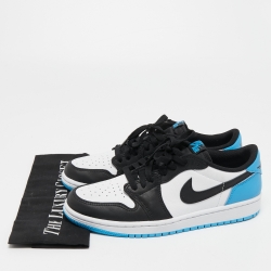 Pre Owned Jordan Blue Leather Jordan-1-Retro-Low Top Sneakers Size 40