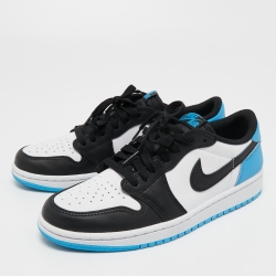 Pre Owned Jordan Blue Leather Jordan-1-Retro-Low Top Sneakers Size 40