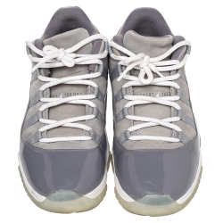Jordan Cool Grey Patent Leather And Nubuck Leather Air Jordan 11 Retro Sneaker Size 46
