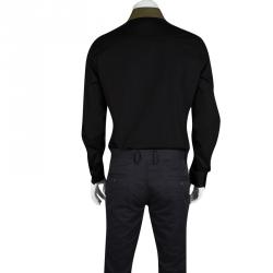 Pre Owned Just Cavalli Black Cotton Contrast Collar Long Sleeve Button Front Shirt M