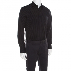 Pre Owned Just Cavalli Monochrome Striped Cotton Long Sleeve Button Front Shirt L