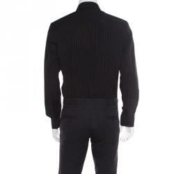 Pre Owned Just Cavalli Monochrome Striped Cotton Long Sleeve Button Front Shirt L