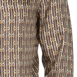 Pre Owned Just Cavalli Brown Printed Silk Long Sleeve Buttondown Shirt M