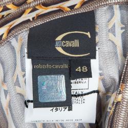 Pre Owned Just Cavalli Brown Printed Silk Long Sleeve Buttondown Shirt M