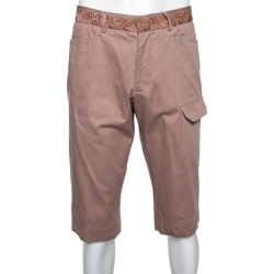 Dusky Pink Cotton Embroidered Detail Cargo Shorts