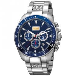 Pre Owned Just Cavalli Blue Stainless Steel Sport JC1G013M0055 Men's Wristwatch 44MM