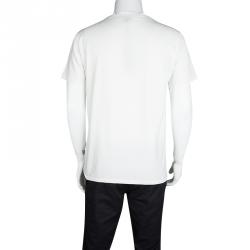 Pre Owned Just Cavalli White Metallic Skull Print Short Sleeve T-Shirt L