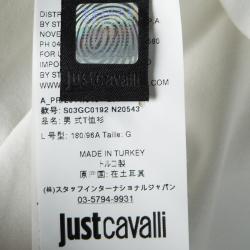 Pre Owned Just Cavalli White Metallic Skull Print Short Sleeve T-Shirt L