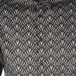 Just Cavalli Monochrome Printed Stretch Cotton Long Sleeve Button Front Shirt L