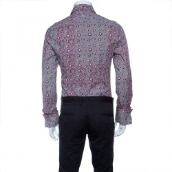 Pre Owned Just Cavalli Multicolor Striped Floral Printed Long Sleeve Slim Fit Shirt XL