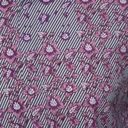 Pre Owned Just Cavalli Multicolor Striped Floral Printed Long Sleeve Slim Fit Shirt XL