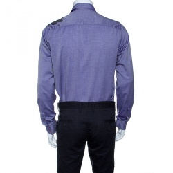 Pre Owned Just Cavalli Purple Butterfly Printed Cotton Long Sleeve Shirt L