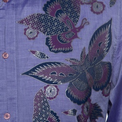 Pre Owned Just Cavalli Purple Butterfly Printed Cotton Long Sleeve Shirt L