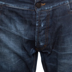 Pre Owned Just Cavalli Indigo Dark Wash Faded Effect Distressed Denim Jeans XXL