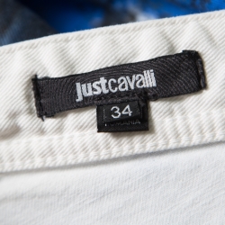Pre Owned Just Cavalli Multicolor Paint Splatter Printed Denim Straight Leg Jeans L
