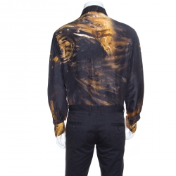 Just Cavalli Multicolor Silk Abstract Printed Button Front Shirt L