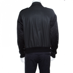 Pre Owned Just Cavalli Printed Corduroy and Coated Denim Zip Front Bomber Jacket L