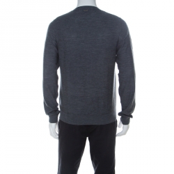 Pre Owned Just Cavalli Grey Wool Lion Print Sweater M