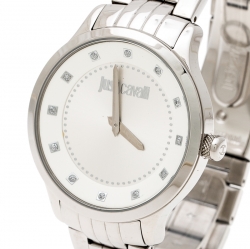 Pre Owned Just Cavalli Silver Stainless Steel 7253127530 Men's Wristwatch 42 mm