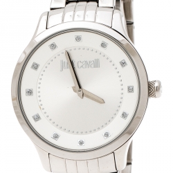 Pre Owned Just Cavalli Silver Stainless Steel 7253127530 Men's Wristwatch 42 mm