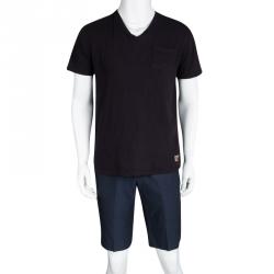 Pre Owned Kenzo Marine Blue Linen Blend Bermuda Shorts M