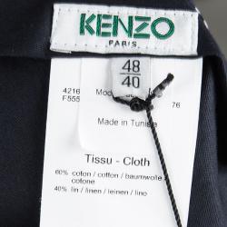 Pre Owned Kenzo Marine Blue Linen Blend Bermuda Shorts M