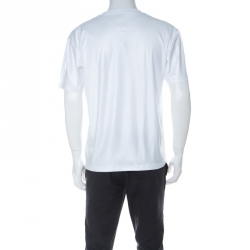 Pre Owned Kenzo White Coated Stretch Cotton Digital Eye Print T Shirt L