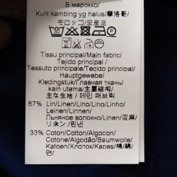 Pre Owned Kenzo Navy Blue Tiger Crest Embroidered Linen Blend Button Down Shirt M