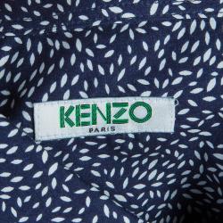 Pre Owned Kenzo Men's Blue and White Print Shirt M