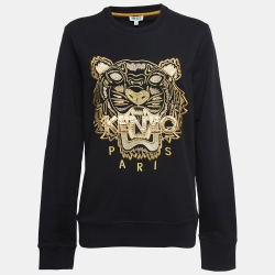 Moden Fra dobbeltlag Kenzo Black/Gold Tiger Embroidered Cotton Sweatshirt M Kenzo | TLC