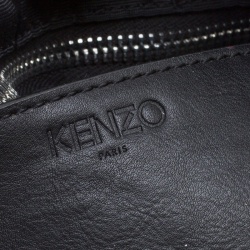 Pre Owned Kenzo Grey/Black Denim and Leather Duffel Bag