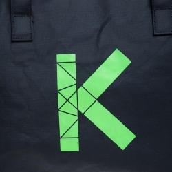 Pre Owned Kenzo Navy Blue/Green K Logo Nylon Weekender Duffel Bag