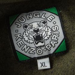Pre Owned Kenzo Jungle Olive Green Tiger Motif Embroidered Sweatshirt XL