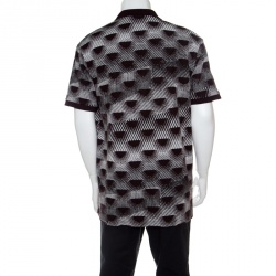 Pre Owned Kenzo Burgundy and White Patterned Knit Polo T-Shirt XL