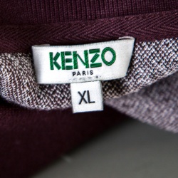 Pre Owned Kenzo Burgundy and White Patterned Knit Polo T-Shirt XL
