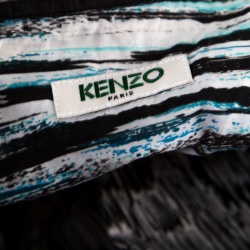 Kenzo Multicolor Scribble and Stripe Printed Cotton Short Sleeve Shirt L
