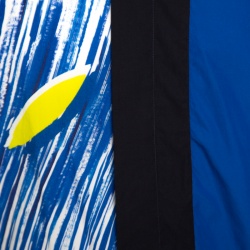 Pre Owned Kenzo Blue Wave Printed Colorblock Cotton Short Sleeve Button Front Shirt M