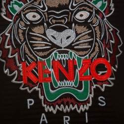Pre Owned Kenzo Black Striped Knit Embroidered Tiger Motif Sweatshirt M