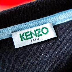 Pre Owned Kenzo Black Striped Knit Embroidered Tiger Motif Sweatshirt M